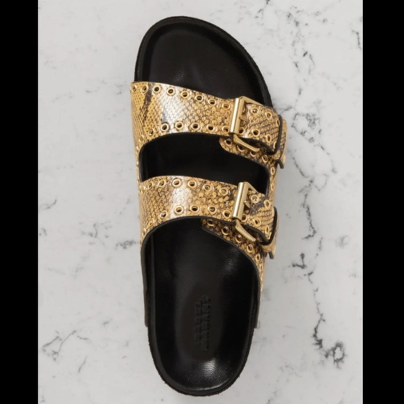 ISABEL MARANT  Lennyo Snake-Effect Leather Slides - Picture 1 of 6